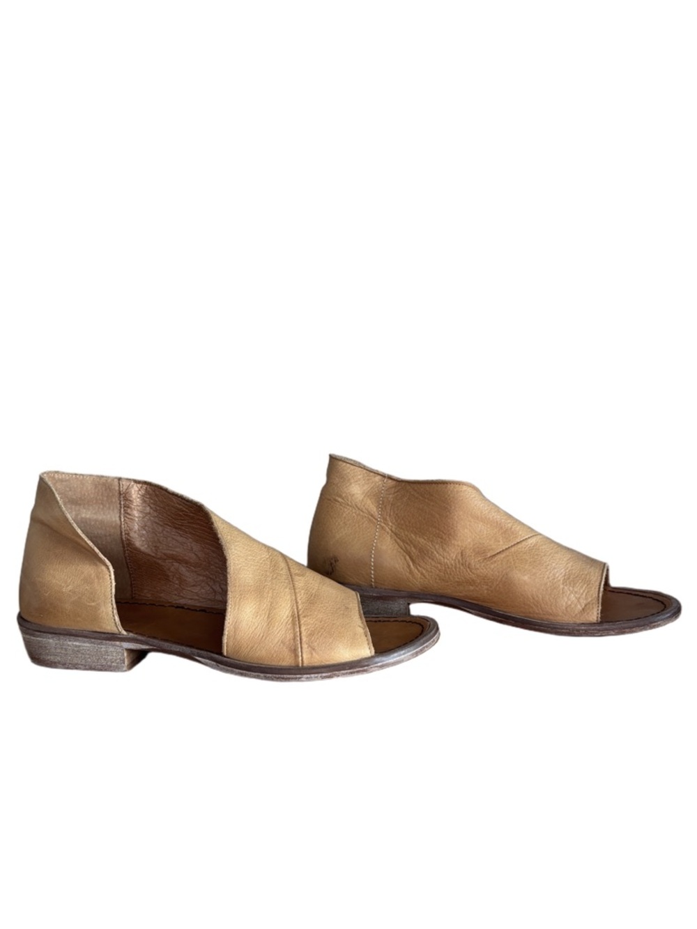 Free People Tan Open-Side Leather Low Heel Flat - Picture 3 of 11